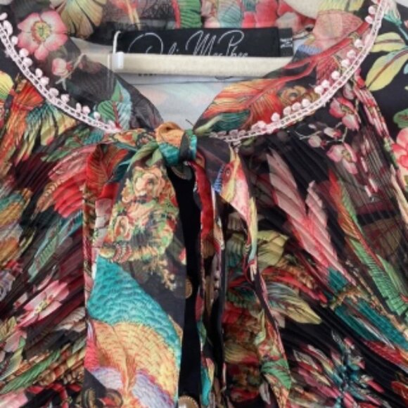 Dalia Macphee Black Floral Printed Mini Dress Size: M - Picture 5 of 7